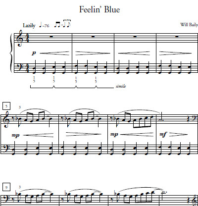 Feelin Blue Sheet Music and Sound Files for Piano Students